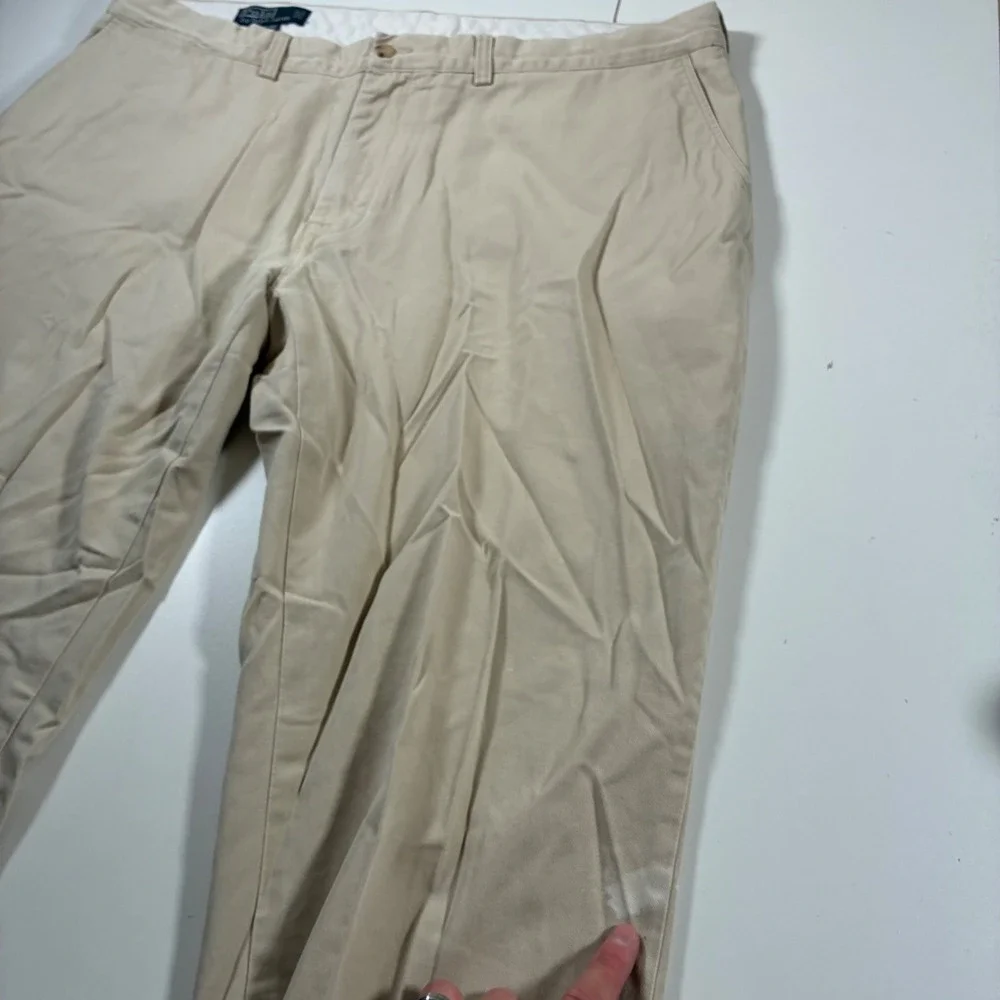 Vintage Polo Ralph Lauren Suffield Pant 42x32 Khaki Cotton Cuffed Chino 90s